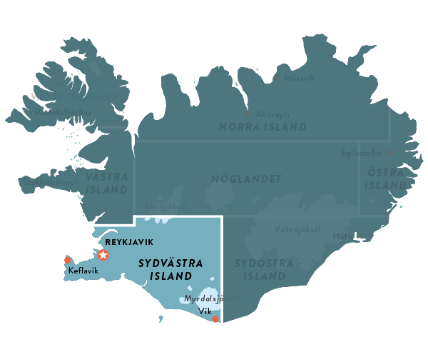 Karta - Sydvästra Island