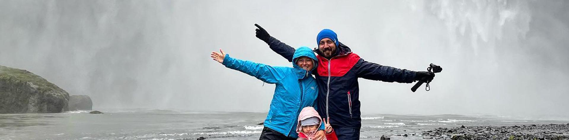 Happy family holiday Iceland.