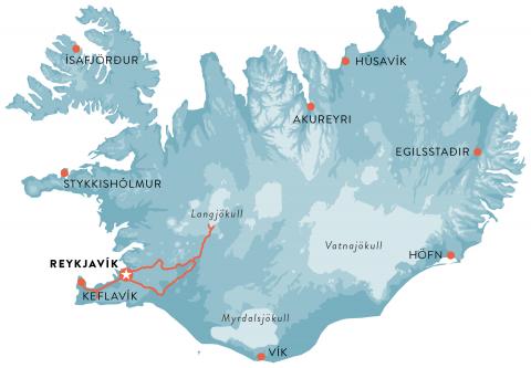 Karta - Superjeepweekend till Reykjavik - Island