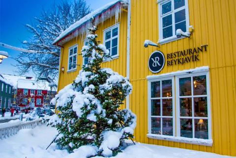 restaurang, reykjavik, vinter, jul, island