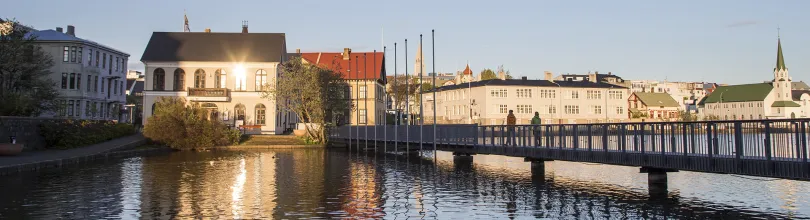 reykjavik, solnedgång, sommar, island