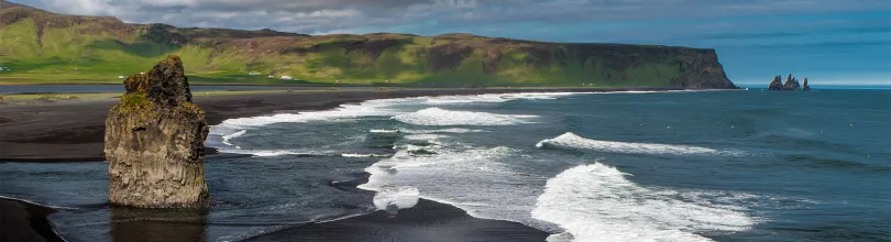 reynisfjara, strand, lava, sydkusten, island
